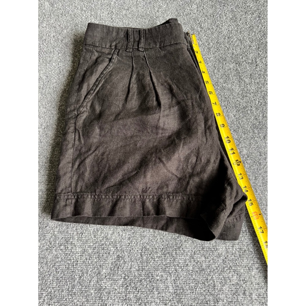Free People Black 100% Linen Pleated High Waisted Shorts OB1497872 Size 10 - Picture 3 of 7